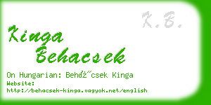 kinga behacsek business card